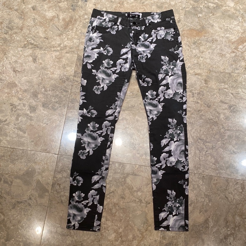 Forever 21 Premium Denim floral boot cut pants